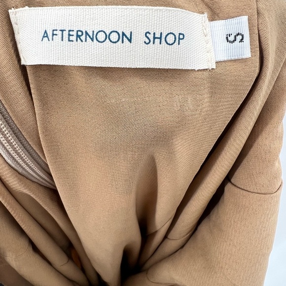 Afternoon Shop Leopard Animal Print Bandeau Side Slits Slip Midi Slinky Dress - Picture 9 of 11